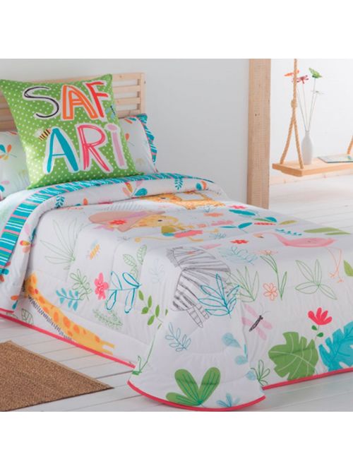 edredon ajustable infantil cama 90 y 105 100% algodón percal 200 JVR zoo